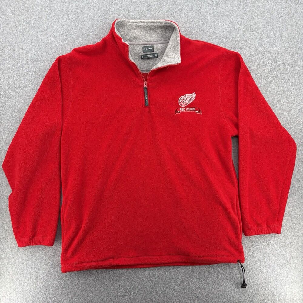 Detroit Red Wings Pro Edge Fleece Quarter Zip Pullover Mens XL Red NHL Hockey